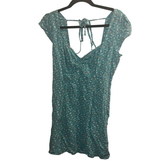 ✨Aeropostale Floral Sweetheart Neck Tie Back Teal Sz XL Dress✨ - Picture 8 of 11